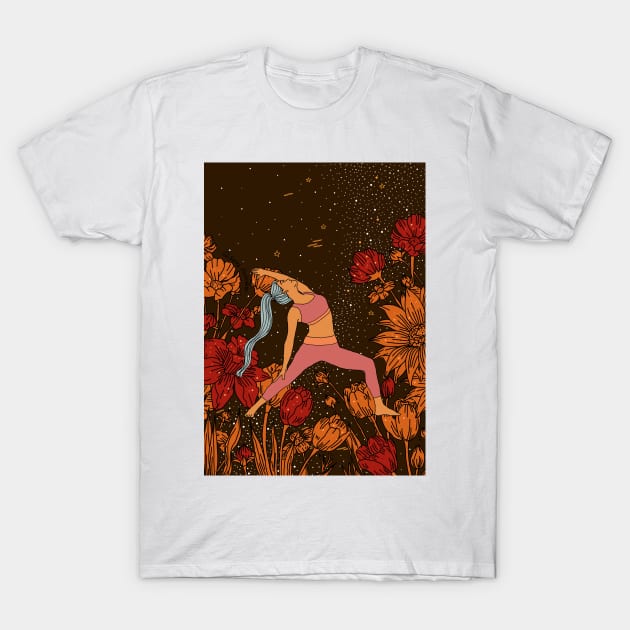 Flower Yoga Warrior T-Shirt by Sierraillustration